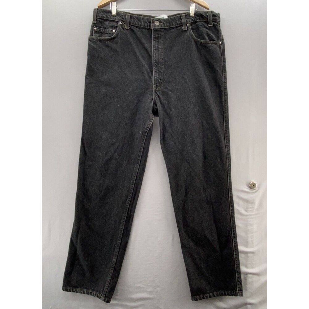 Vintage Mens Levis Black Jeans 42x32 Orange Tag-Relaxed-Slightly Tapered Leg-USA